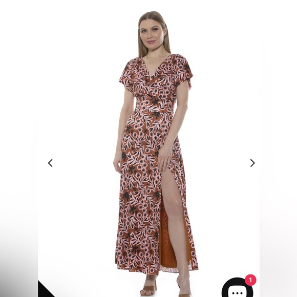 Alexia Admor brielle V-Neck Maxi Dress - multi brown floral - Picture 1 of 11